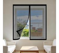 Magnetic Window Fly Screens Windows 155 x 60 cm Keep Fly Mosquito Out Silent Insect Mesh that Close Automatically Custom Size for Living Room Bedroom Offfice, Black