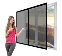 Magnetic Window Fly Screens Windows 160 x 135 cm with Selfadhesive Fly Screen Window Adjustable DIY Easy Installation for Home, Office, Bedroom, Living Room Kitchen, Black
