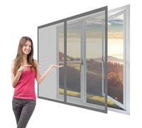 Magnetic Window Fly Screens Windows 60 x 110 cm with Selfadhesive Fly Screen Window Adjustable DIY Easy Installation for Home, Office, Bedroom, Living Room Kitchen, Grey