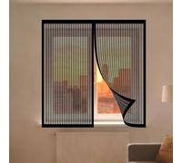 Magnetic Window Fly Screens Windows 70 x 180 cm Selfadhesive Tape Window Nets to Keep Bugs Out with Installation Accessories for Windows Doors and Patio Screens, Black