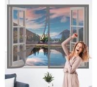 Magnetic Window Fly Screens Windows 80 x 100 cm with Selfadhesive Magnetic Window Fly Screen Insect Mesh Easy Install for Home, Office, Bedroom, Living Room Kitchen, Grey