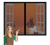 Magnetic Window Fly Screens Windows 80 x 110 cm Keep Fly Mosquito Out No Drilling Screen for Windows Easy Installation for Doors and Patio Screens, Black