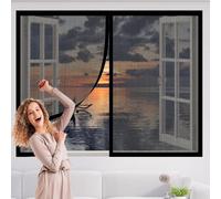 Magnetic Window Fly Screens Windows 90 x 70 cm Selfadhesive Tape Mosquito Net Window Easy Installation for Home, Office, Bedroom, Living Room Kitchen, Black