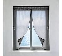 Magnetic Window Mesh 180 x 127 cm Magnetic Fly Screens for Windows Easy to Install Without Drilling, Durable Anti Tearing Fly Insect, with Magic Tape, for Window, Balcony, Black