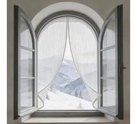 Magnetic Window Mesh 88 x 101 cm Magnetic Screen Fly Window Easy to Install Without Drilling, Durable Anti Tearing Fly Insect, with Magic Tape, for Balcony, White