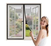 Magnetic Window Mosquito Net 120 x 140 cm, Mosquito Net for Windows with Central Opening that Closes Automatically, Black