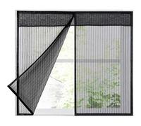 Magnetic window mosquito net, insect screen with magic adhesive tape, mosquito protection, black, 80 x 120 cm