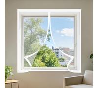 Magnetic Window Screen 100 x 100 cm with Selfadhesive Adjustable DIY Fly Screen for Windows Custom Size for Window, Bedroom, Living Room, Kitchen Patio, White