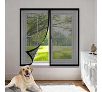 Magnetic Window Screen 100 x 90 cm Keep Fly Mosquito Out Adjustable DIY Fly Screen for Windows Easy Installation for Windows Doors and Patio Screens, Black
