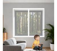 Magnetic Window Screen 105 x 100 cm Keep Fly Mosquito Out DIY Selfadhesive Insect Mesh Curtain Easy Install for Living Room Bedroom Offfice, White