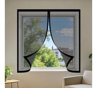 Magnetic Window Screen 110 x 90 cm with Selfadhesive Adjustable DIY Fly Screen for Windows Custom Size for Window, Bedroom, Living Room, Kitchen Patio, Black