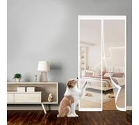 Magnetic Window Screen 114 x 203 cm Top-to-Bottom Seal Snaps Shut Automatically Magnetic Fly Insect Screen for Patio Doors Balcony Bedroom, White