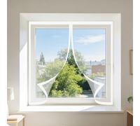 Magnetic Window Screen 115 x 120 cm with Selfadhesive Window Insect Screen Mesh Net Easy Installation for Bedroom, Living Room, Kitchen Patio, White