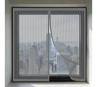 Magnetic Window Screen 115 x 125 cm Keep Fly Mosquito Out Window Nets Insects Easy Installation for Windows Doors and Patio Screens, Grey