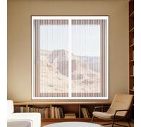 Magnetic Window Screen 115 x 125 cm with Selfadhesive DIY Fly Screen for Windows Custom Size for Home, Office, Bedroom, Living Room Kitchen, White