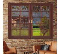 Magnetic Window Screen 132 x 196 cm No Drilling Required Fly Net for Windows Magnetic Closure Fitted to Multiple Windows, Brown