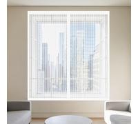 Magnetic Window Screen 135 x 125 cm Selfadhesive Tape Fly Screen for Windows Fine Mesh Design Prevents Tiny Insects from Entering for Windows Doors and Patio Screens, White