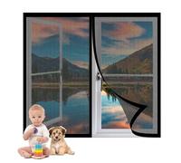 Magnetic Window Screen 136 x 195 cm Mosquito Net Window Without Drilling Keep Insects Out for Various Windows, Black