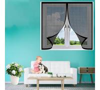 Magnetic Window Screen 155 x 117 cm Powerful Magnets Adjustable DIY Window Fly Screen No Drilling Or Screwing for Windows Doors Patio, Cat-Proof, Black