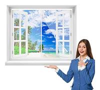 Magnetic Window Screen 180 x 110 cm Fly Insect Screen Mesh Door Curtain Top-to-Bottom Seal Shuts Automatically Easy to Install Without Drilling(White)