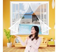 Magnetic Window Screen 185 x 82 cm(73 x 32inch), Magnetic Door Curtains Fly Screen, Easy to Install for Window, Window Transparent Fly Screen, White