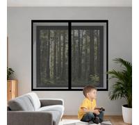 Magnetic Window Screen 195 x 140 cm Keep Fly Mosquito Out DIY Selfadhesive Insect Mesh Curtain Easy Install for Living Room Bedroom Offfice, Black