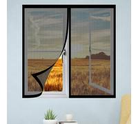 Magnetic Window Screen 60 x 100 cm Keep Fly Mosquito Out Adjustable DIY Window Fly Screen Excellent Ventilation While Blocking Bugs for Living Room Bedroom Offfice, Black