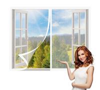 Magnetic Window Screen 60 x 110 cm with Selfadhesive Fly Bug Bee Protection Screen Easy Installation for Home, Office, Bedroom, Living Room Kitchen, White