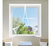 Magnetic Window Screen 60 x 50 cm with Selfadhesive Durable Polyester Window Screen Mesh Excellent Ventilation While Blocking Bugs for Windows Doors and Patio Screens, White