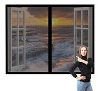 Magnetic Window Screen 70 x 130 cm Selfadhesive Tape DIY Window Bug Screen Kit Mosquito Easy Install for Home, Office, Bedroom, Living Room Kitchen, Black