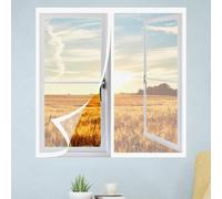Magnetic Window Screen 80 x 110 cm Keep Fly Mosquito Out Adjustable DIY Window Fly Screen Excellent Ventilation While Blocking Bugs for Living Room Bedroom Offfice, White