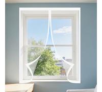 Magnetic Window Screen 80 x 80 cm Selfadhesive Tape Window Nets Insects Easy Install for Living Room Bedroom Offfice, White