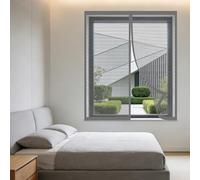 Magnetic Window Screen 90 x 150 cm Selfadhesive Tape Fly Screen for Windows Fine Mesh Design Prevents Tiny Insects from Entering for Windows Doors and Patio Screens, Grey