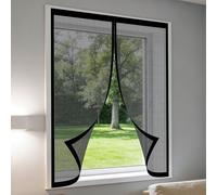 Magnetic Window Screen 90 x 70 cm with Selfadhesive Fly Screen for Windows with Installation Accessories for Windows Doors and Patio Screens, Black