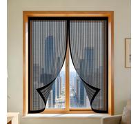 Magnetic Window Screen 90 x 70 cm with Selfadhesive Fly Screen Window Adjustable DIY Custom Size for Bedroom, Living Room, Kitchen Patio, Black