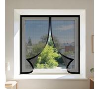 Magnetic Window Screen 90 x 70 cm with Selfadhesive Window Insect Screen Mesh Net Easy Installation for Bedroom, Living Room, Kitchen Patio, Black