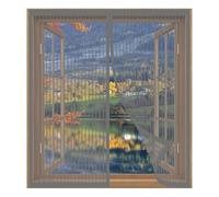 Magnetic Window Screen for Cats 100 x 123 cm Easy Installation No Drilling Or Screwing Mesh Curtain for Windows Nets to Keep Bugs Out, Grey