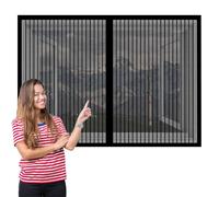 Magnetic Window Screen for Cats 137 x 122 cm Magnetic Fly Screen Door Without Drilling Lets Fresh Air in for Balcony Children's Room Window, Black