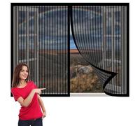 Magnetic Window Screen for Cats 176 x 113 cm Anti Mosquito Mesh Curtain Without Drilling Shuts Automatically for Window, Black