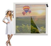 Magnetic Window Screen Grey 60x105cm Mesh Fly Curtain Mosquito Net for Windows,Shuts Automatically/Easy to Install/Without Drilling for Keeping Out Flies