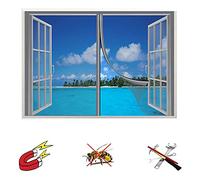Magnetic Window Screen Magnetic Fly Screen Windowmesh Window Curtains net Fly Mosquito Insects Screen net with self-Adhesive Tape,Ultra Seal,Various Sizes,Shuts Automatically,Easy to Install