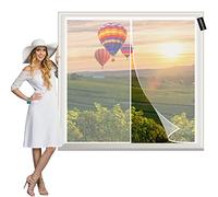 Magnetic Window Screen Outdoor 90x75cm White Hands Free Mesh Screen Door DIY Retractable Garage Door Window Screen Keep Away from Mosquitoes Let Fresh Air in