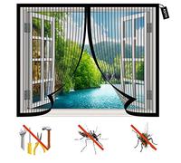 Magnetic Window Screen, Ultra Seal Shuts Automatically Mosquito Insects Magnetic Fly Screen, Without Drilling Easy to Install, for All Kinds of Window-Black||28x79inch(70x200cm)