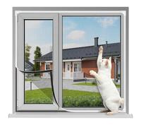 Magnetic Window Screen,UtauHom Fly Screen for Windows Max Size 100 x 150cm，Fiberglass Mesh Easy Installation Prevents Insects/Flies/Mosquitoes from Entering The Room（White Frame with Black Net）