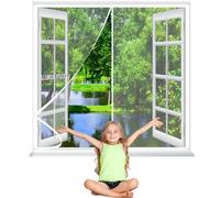 Magnetic Window Screen White 120x115cm Keep Insects Out Mosquito Window Screen Mesh Curtain,Shuts Automatically Keep Fresh air in & Bugs Out