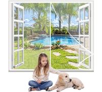 Magnetic Window Screen White 60x100cm Seal Automatically Anti Mosquito-Keeps Mosquitoes Insects Out Easy to Install Without Drilling,Close Automatically