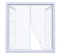 Magnetic Window Screen, Window Fly Screen with Tape and Closing Magnets,Mesh Fly Curtain Mosquito Net for Windows, Whtie Window Transparent Fly Screen - (Width) 60cmx(Height) 115cm