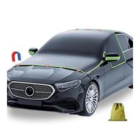 Magnetic Windscreen Cover with 6 Magnets and 4 Tie Down Straps, Winter Frost Cover, Sun Protection, Against Snow, Frost and Sun, for SUV/Car, Large or Green