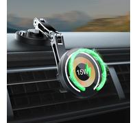 Magnetic Wireless Car Charger Mount, 15W Fast Charging Car Phone Holder, 360° Rotatable Magsafe Car Mount for Phone 16/15/14/13/12, Samsung S25 Ultra & All Smartphones