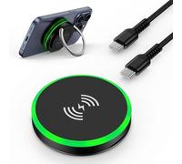 Magnetic Wireless Charger, 15W Apple MagSafe Charger for iPhone 16 Pro Max/16 Pro/16 Plus/16/15 Pro Max/15/14/13/12, AirPods 4/3/2, Fast Wireless Charging Pad Phone Charging Stand-Black